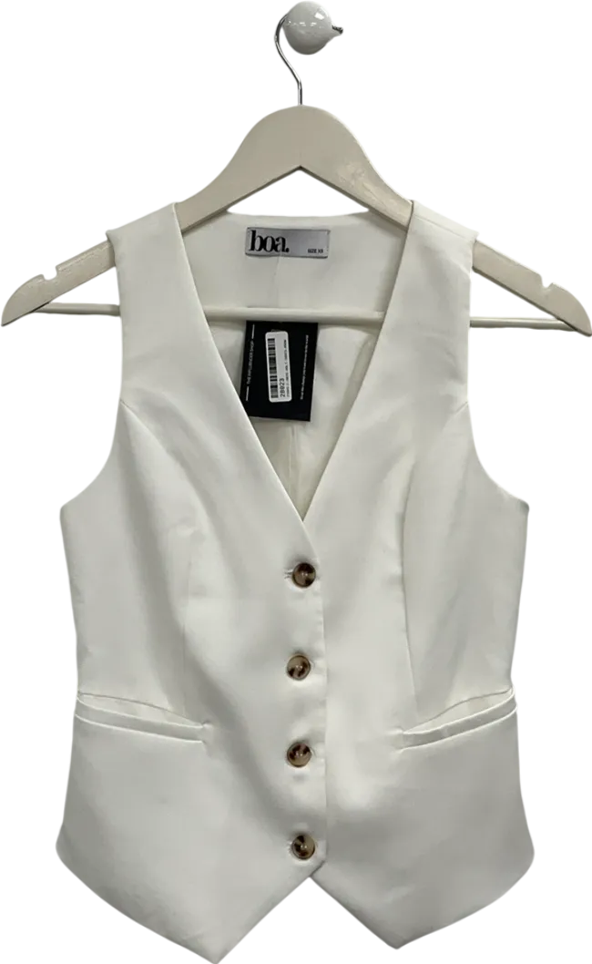 BOA White Boxy Waistcoat UK XS
