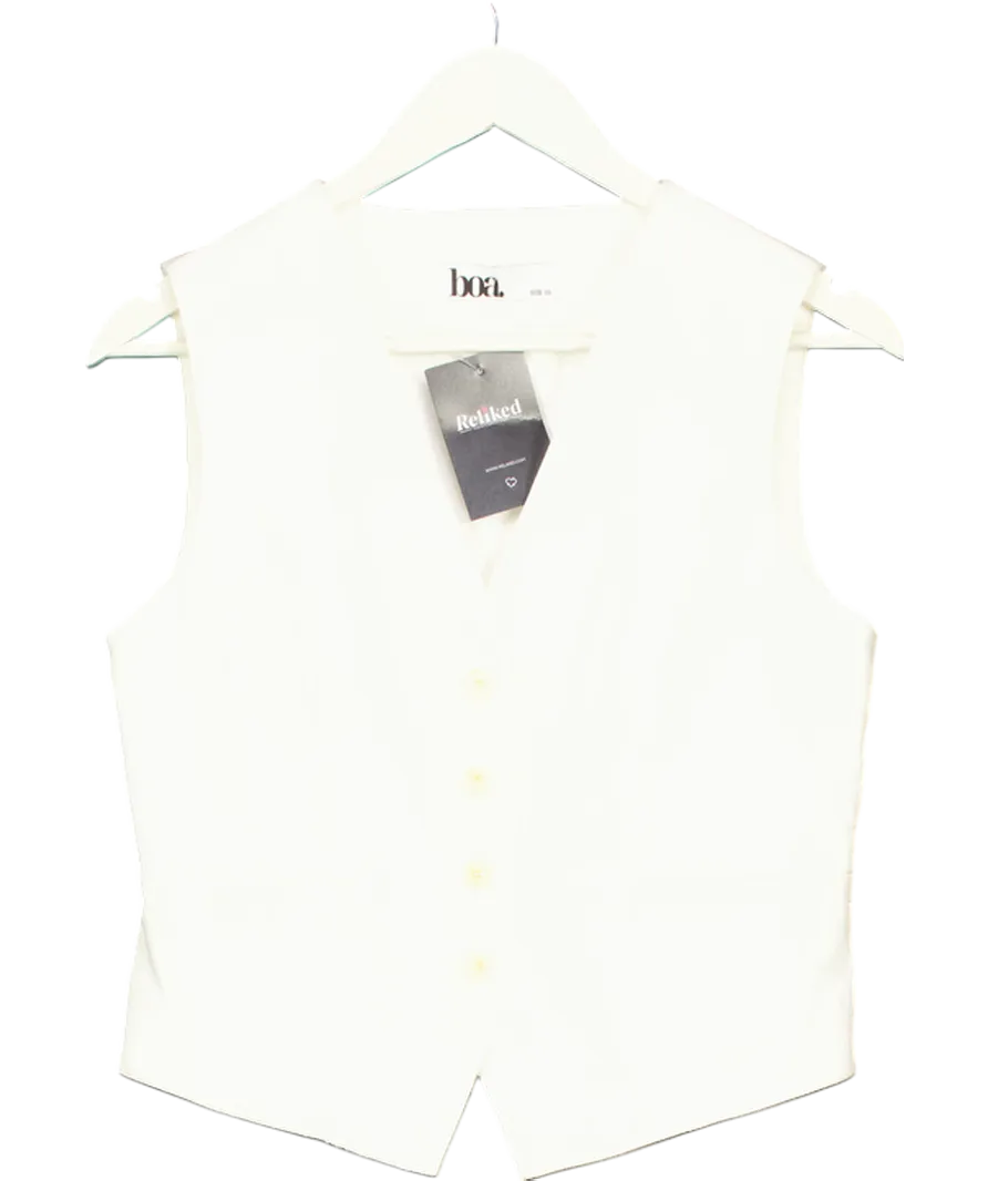 BOA White Tailored Linen Waistcoat UK XS