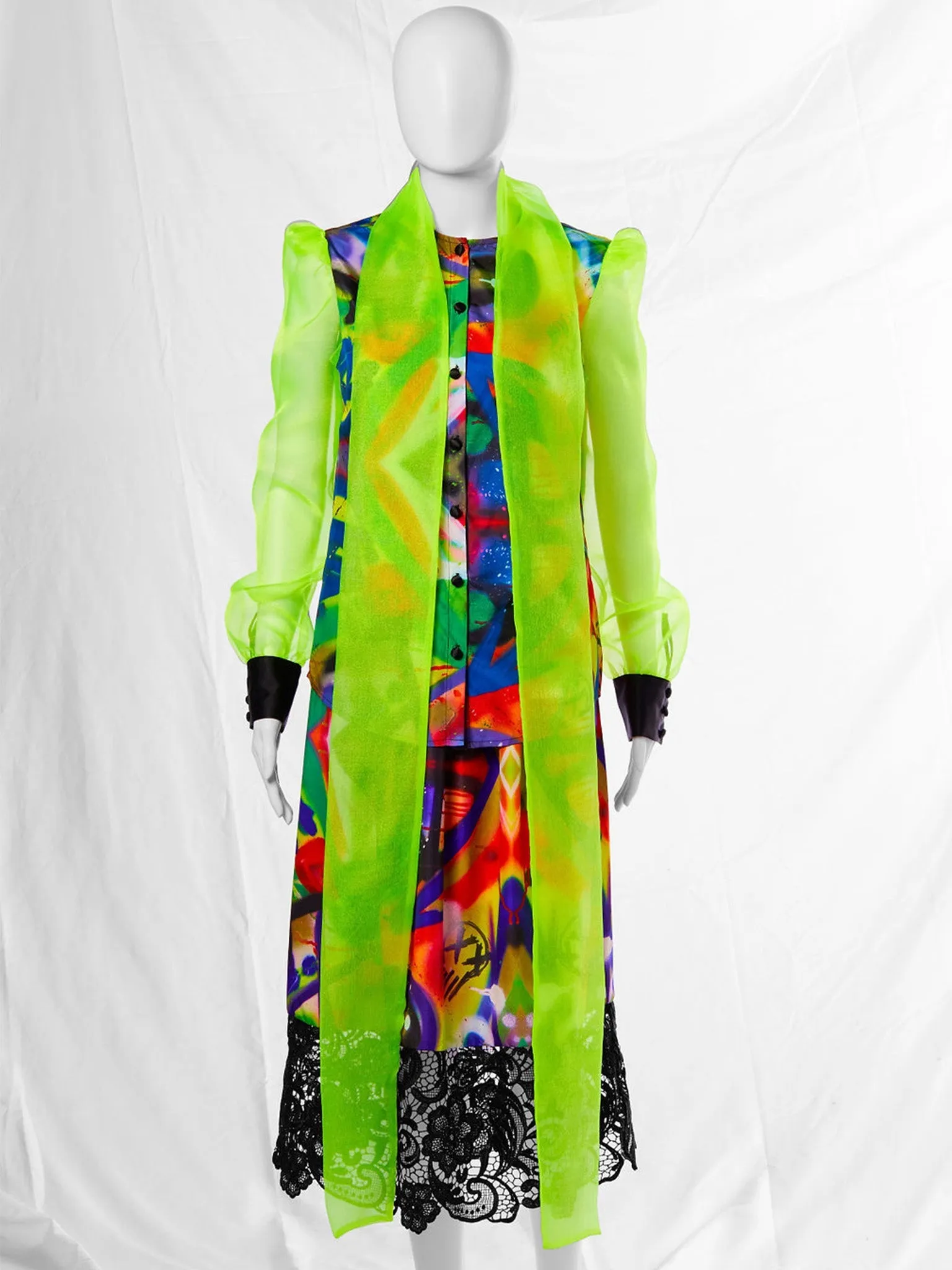 Bow Blouse in Graffiti Print