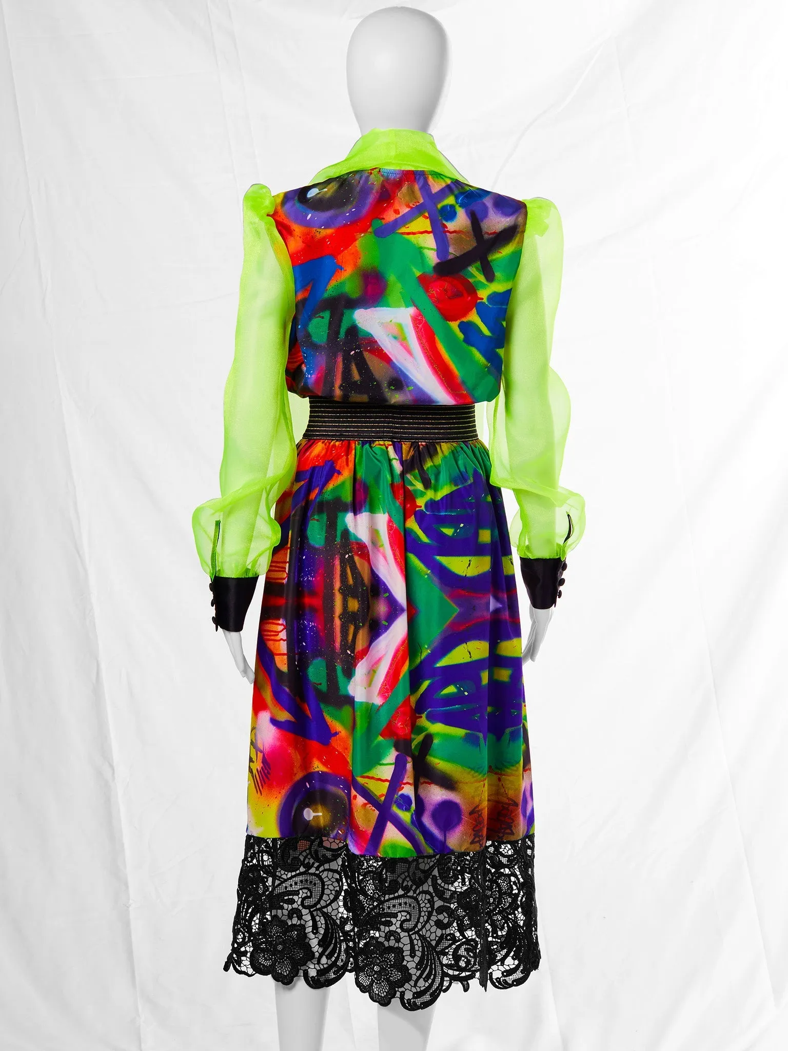 Bow Blouse in Graffiti Print