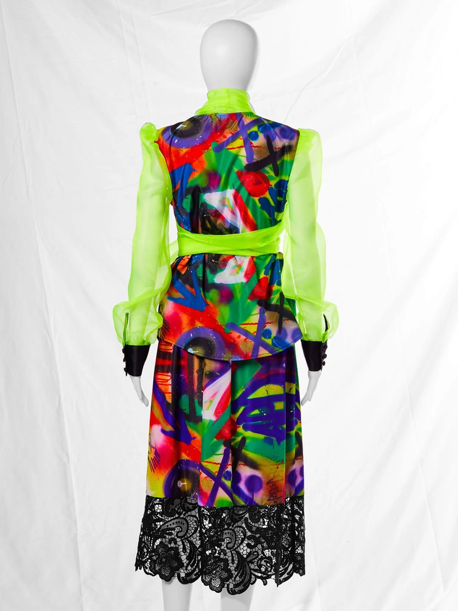 Bow Blouse in Graffiti Print