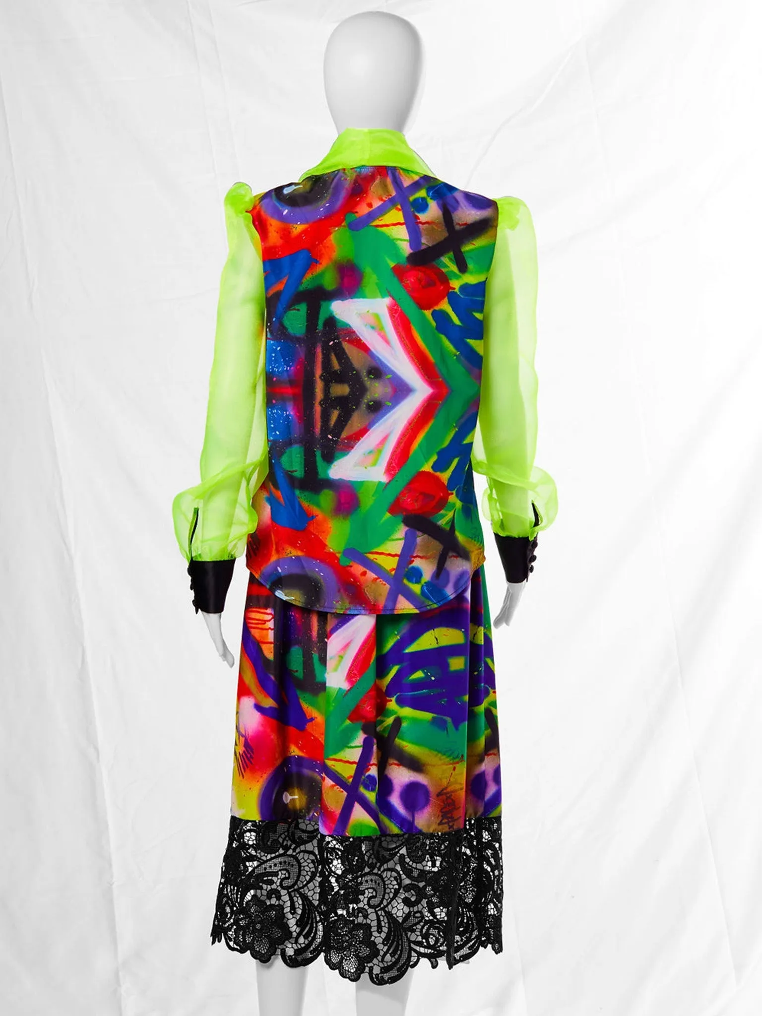 Bow Blouse in Graffiti Print