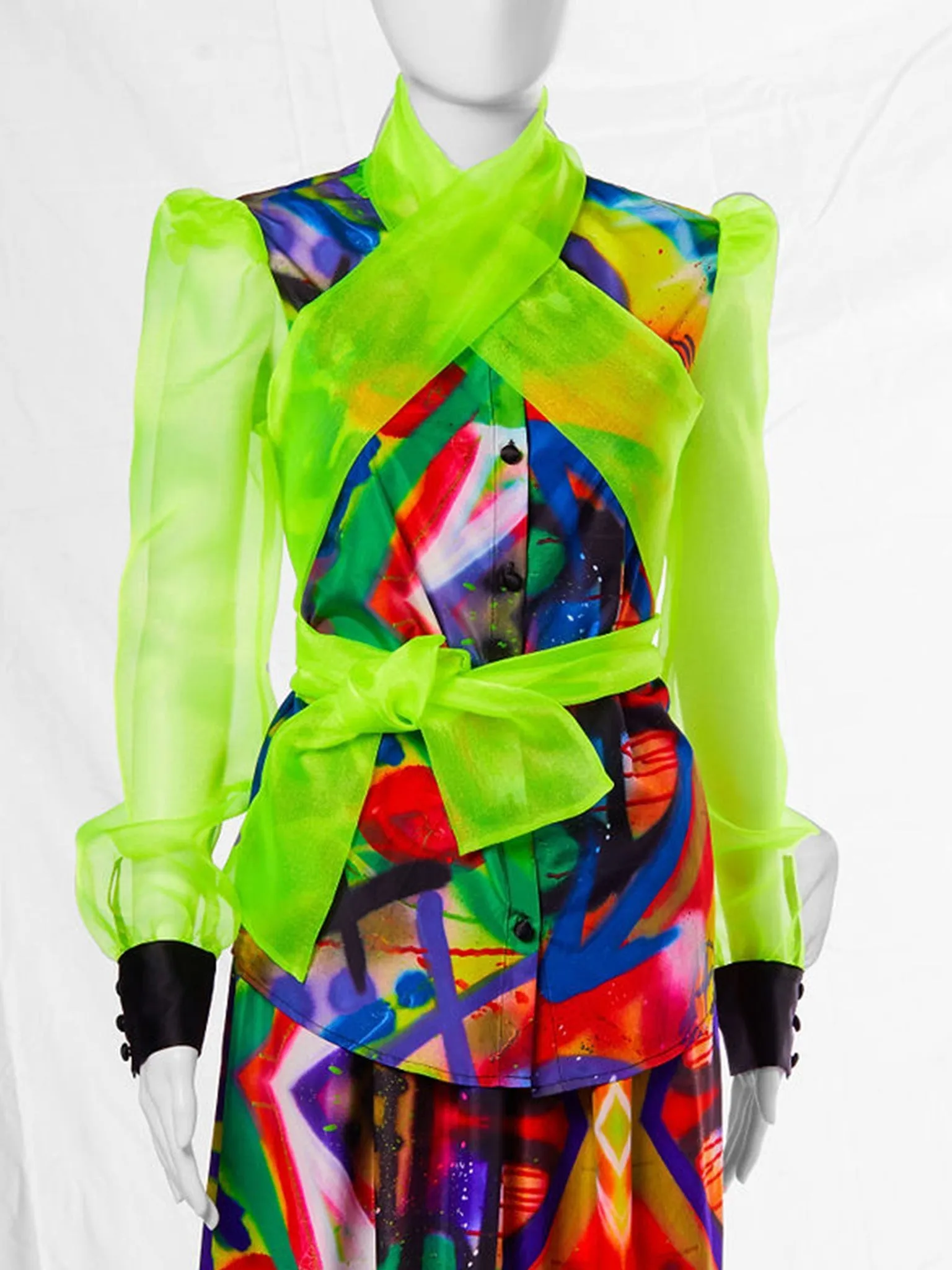 Bow Blouse in Graffiti Print