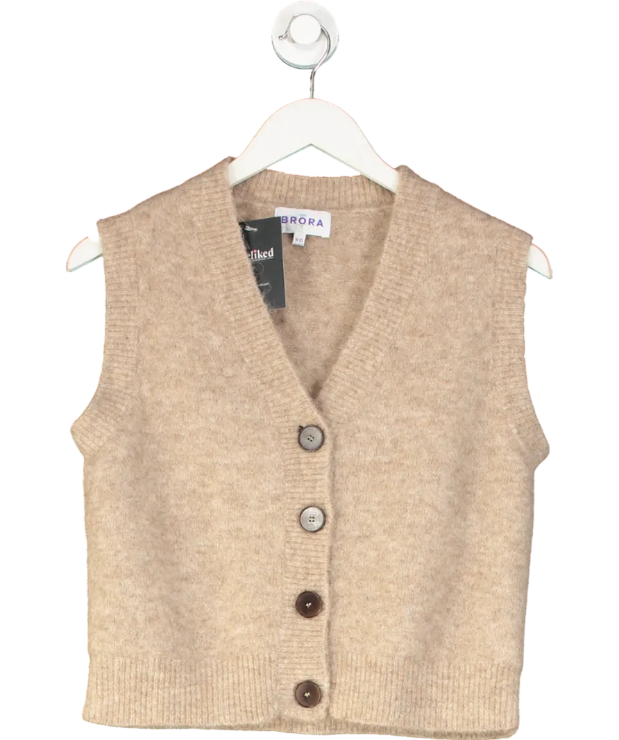 Brora Beige Knitted Waistcoat UK 8