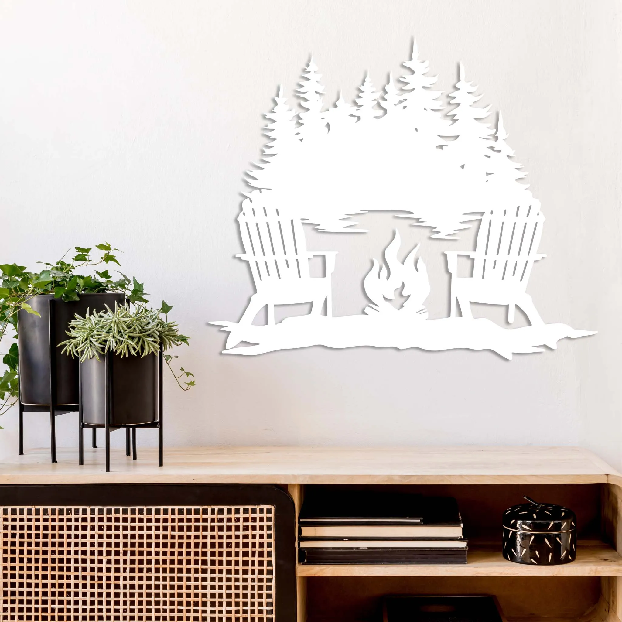 Campfire Lake View - Metal Wall Art