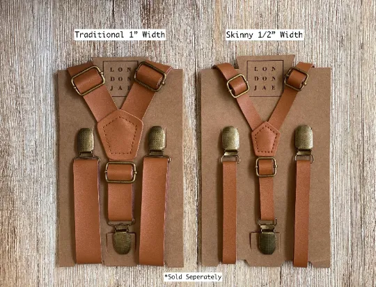 Caramel Brown Suspenders & Dusty Sage Bow Tie Set