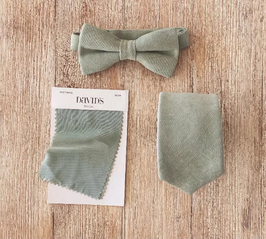 Caramel Brown Suspenders & Dusty Sage Bow Tie Set