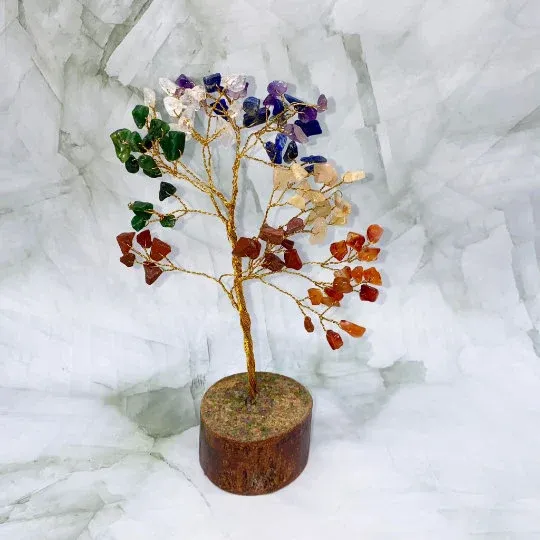 Chakras Prosperity Tree/ Fengshui Bonsai Tree, Reiki, Chakra Healing, Home Decor, 7" Prosperity Tree, Gemstone Tree, Cleansing Crystal