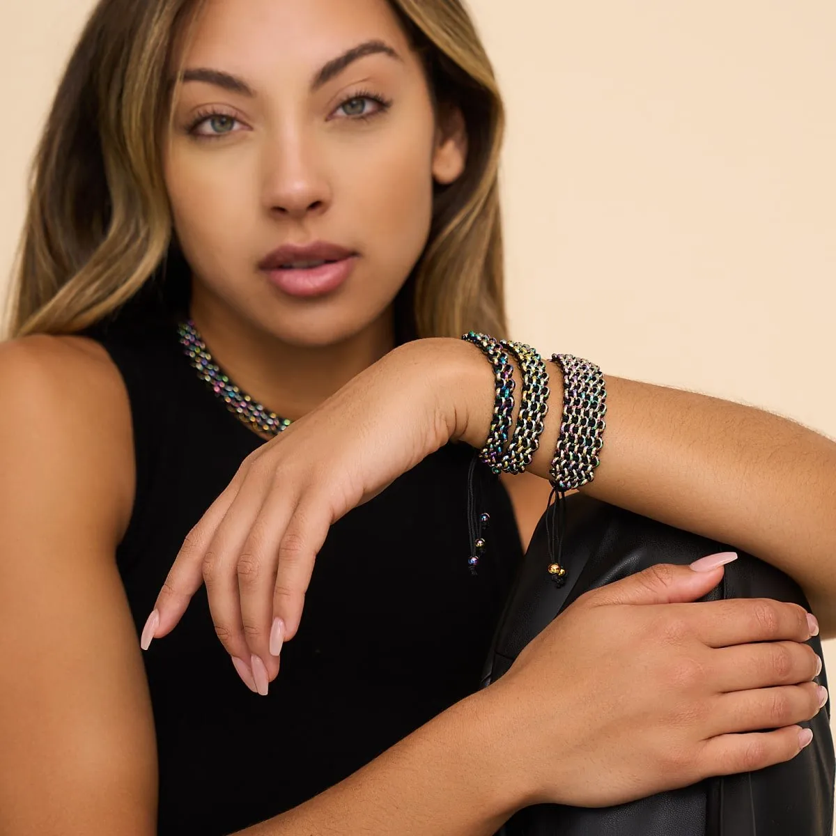 Chameleon Links | Original Kismet Bracelet | Black x Unicorn Silver