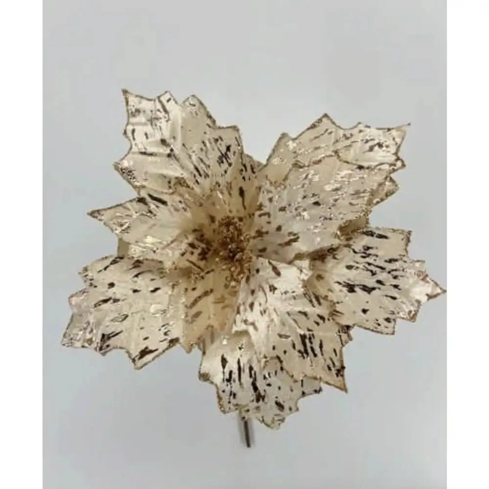 Champagne Poinsettia With Glitter Stem 29cm