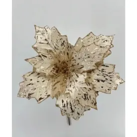 Champagne Poinsettia With Glitter Stem 29cm