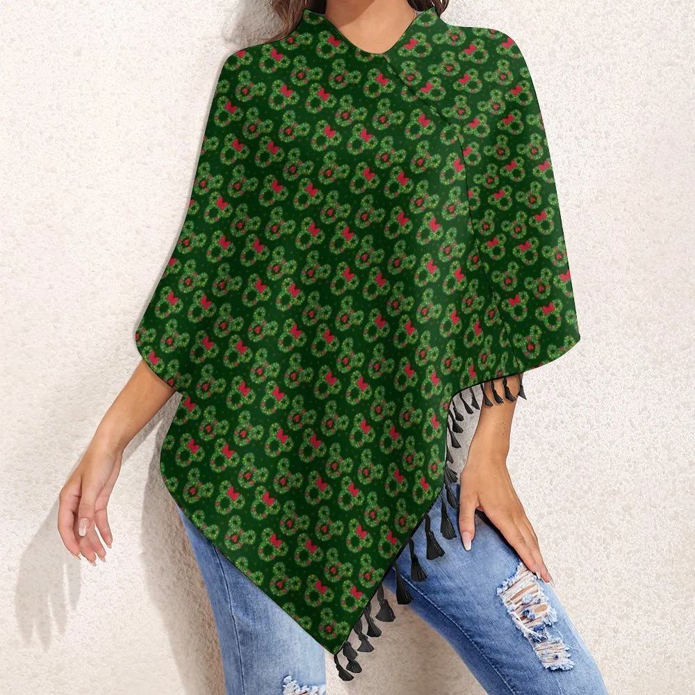 Christmas Wreaths Tassel Cape