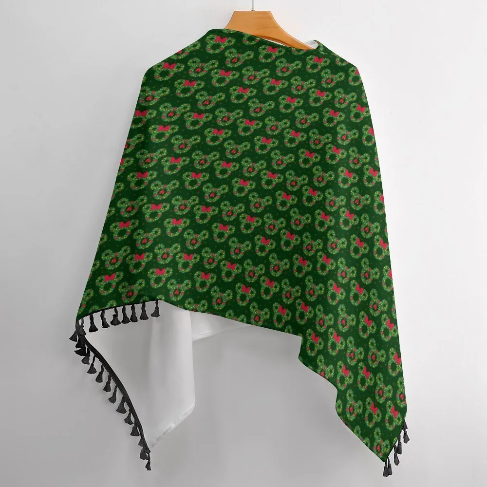 Christmas Wreaths Tassel Cape