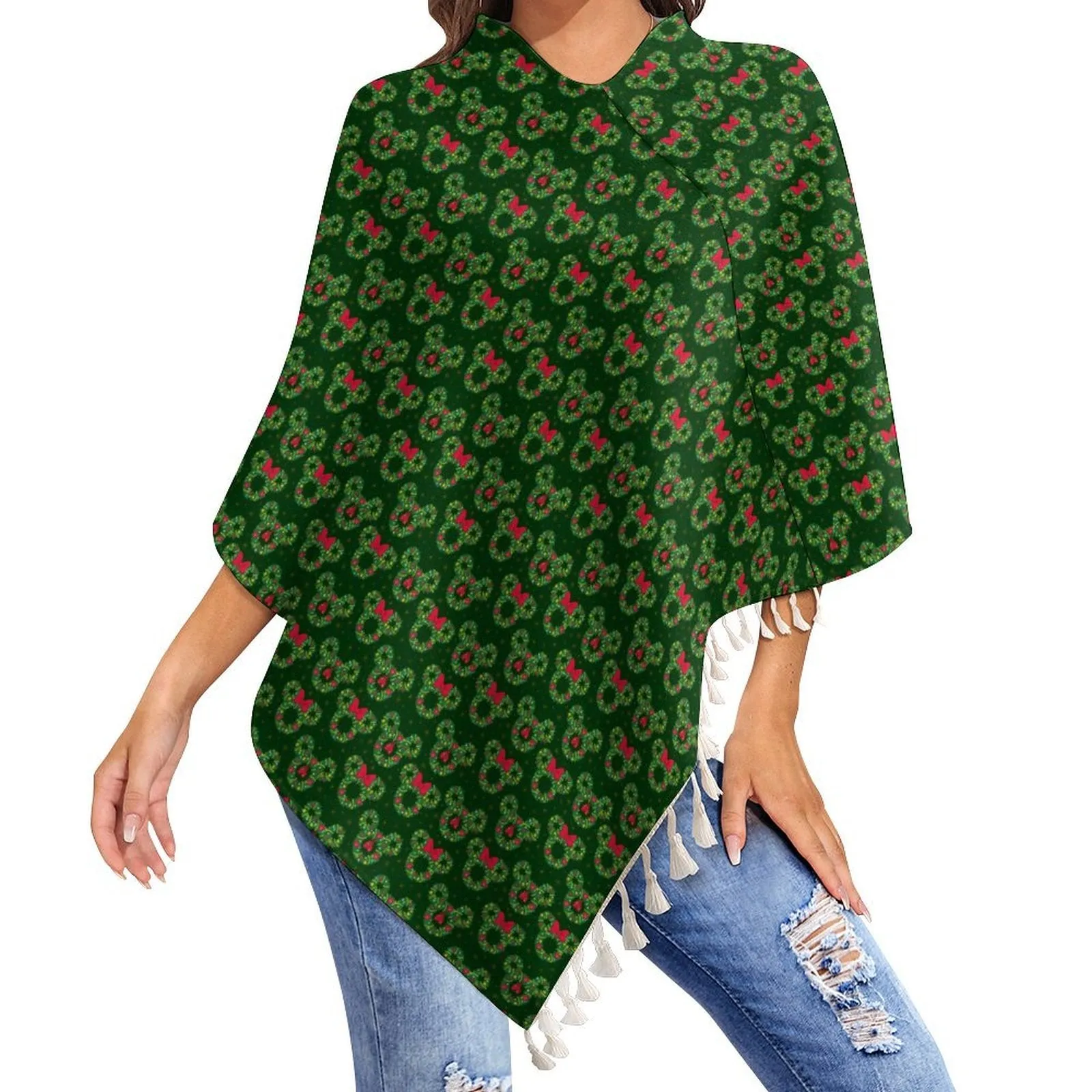 Christmas Wreaths Tassel Cape