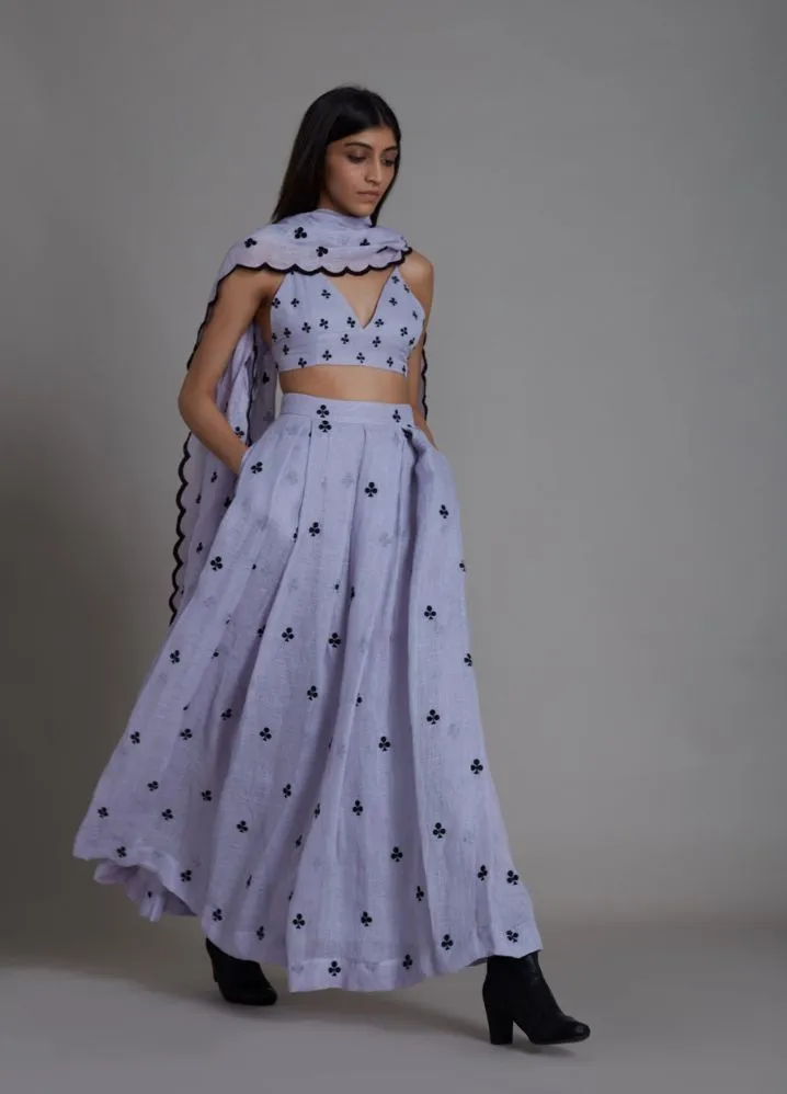 Clubs Counter Lehenga Set- Lavender