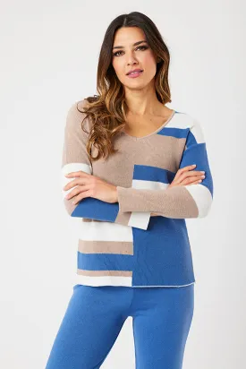 Color Block V-Neck Sweater