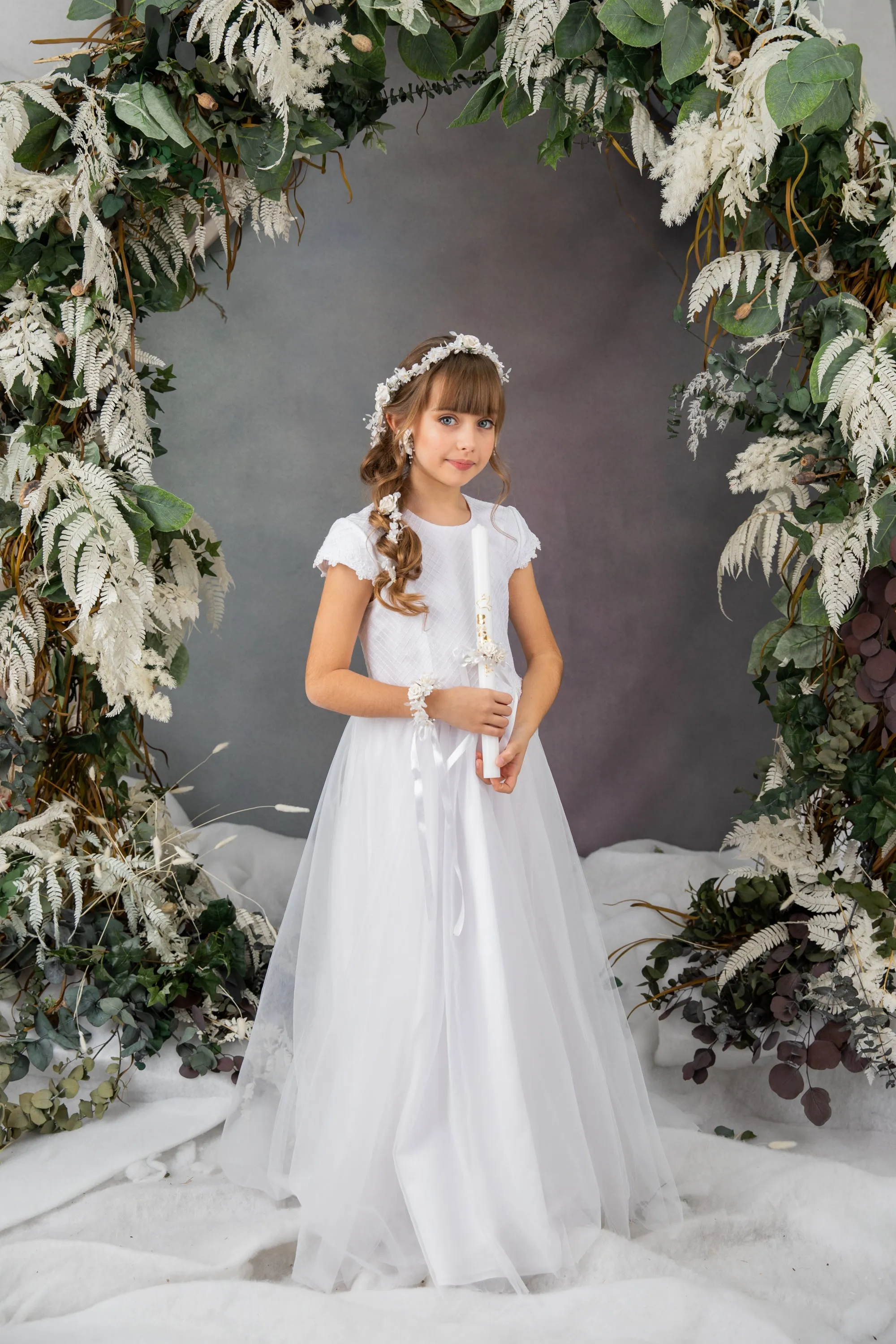 Communion Set - garland/earrings/bracelet/candle decor
