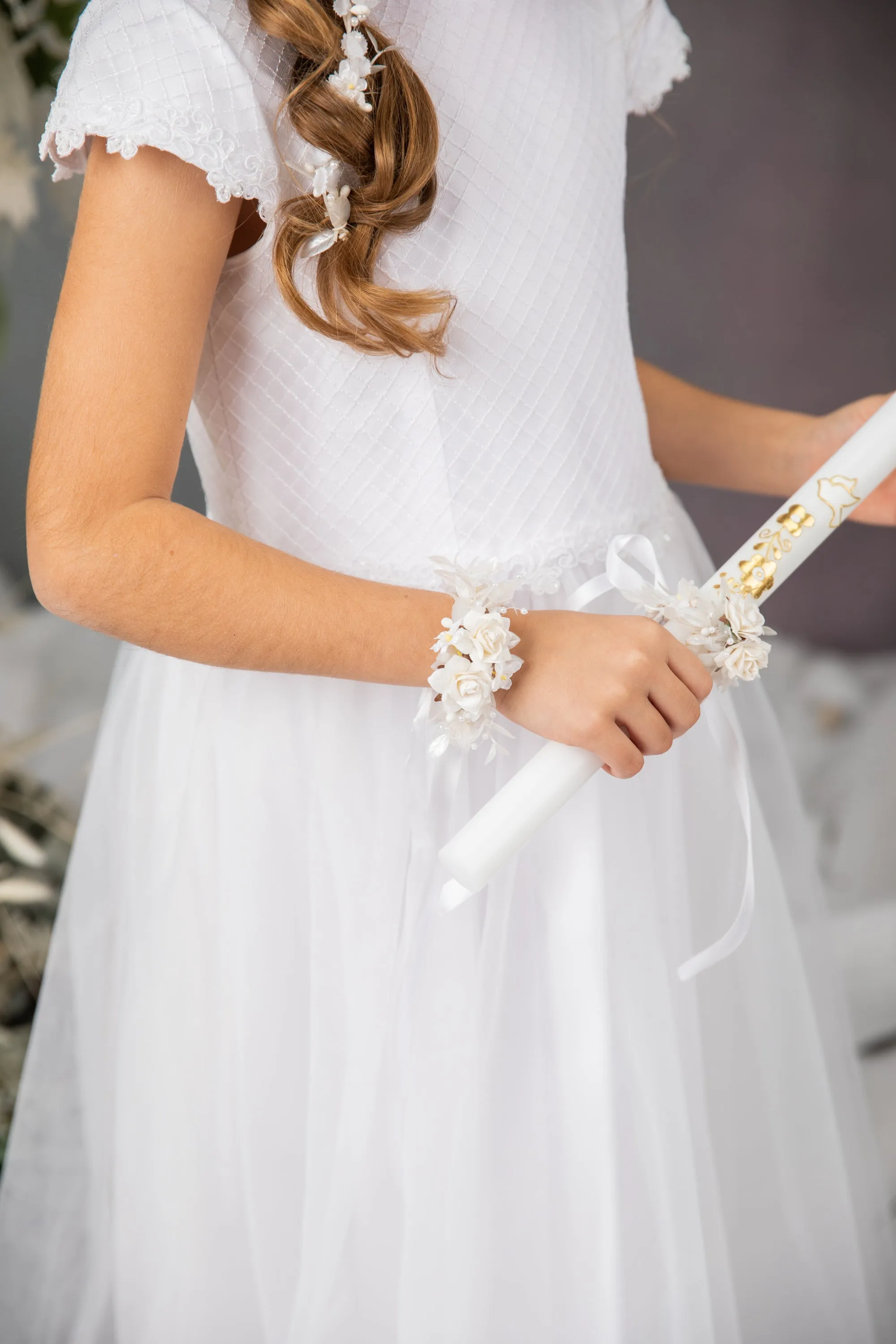 Communion Set - garland/earrings/bracelet/candle decor