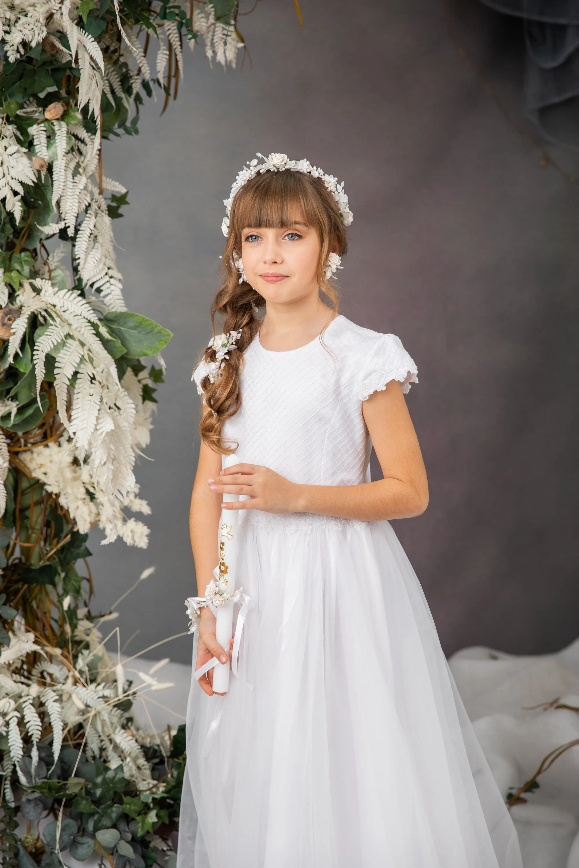 Communion Set - garland/earrings/bracelet/candle decor