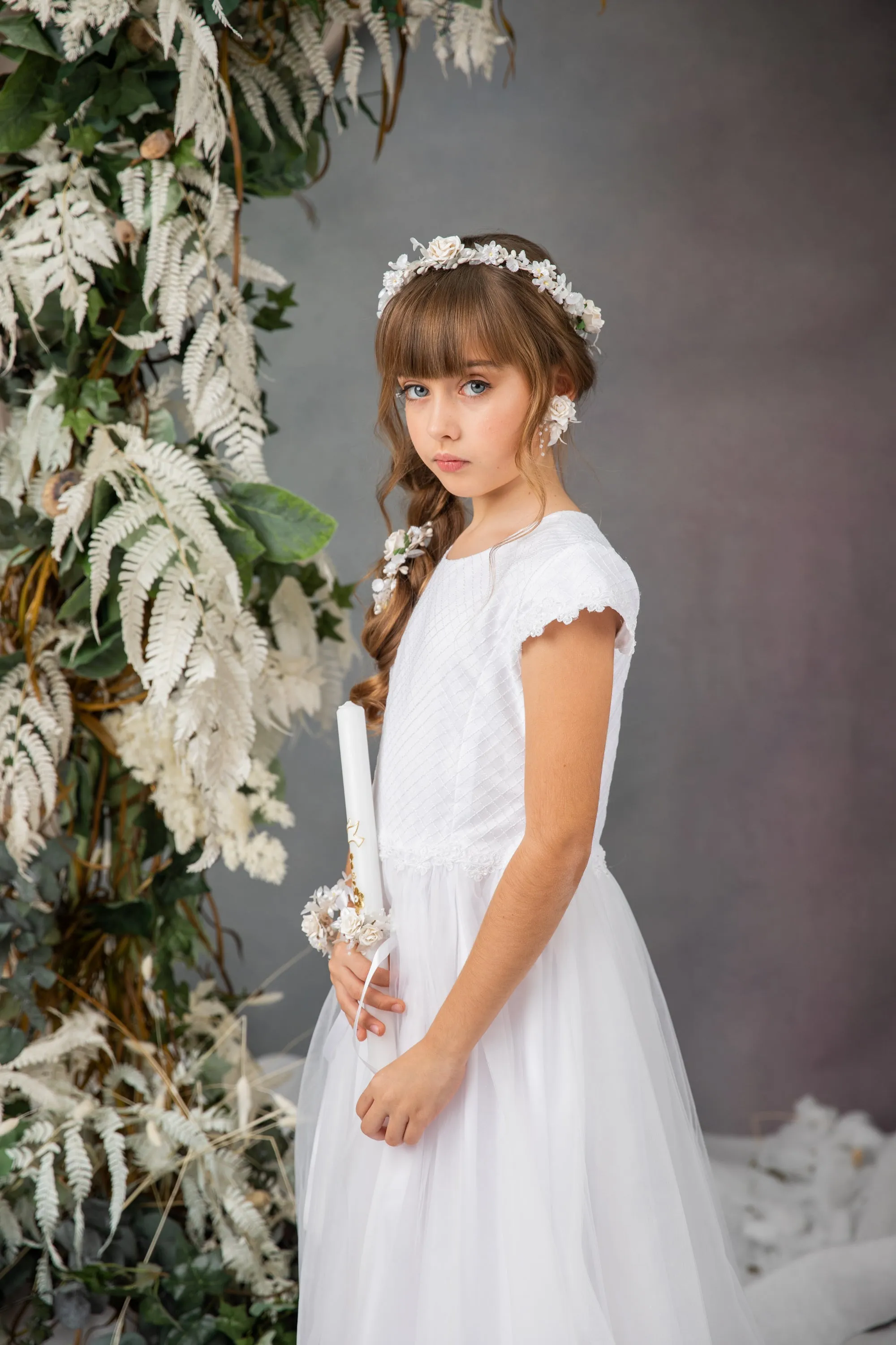 Communion Set - garland/earrings/bracelet/candle decor