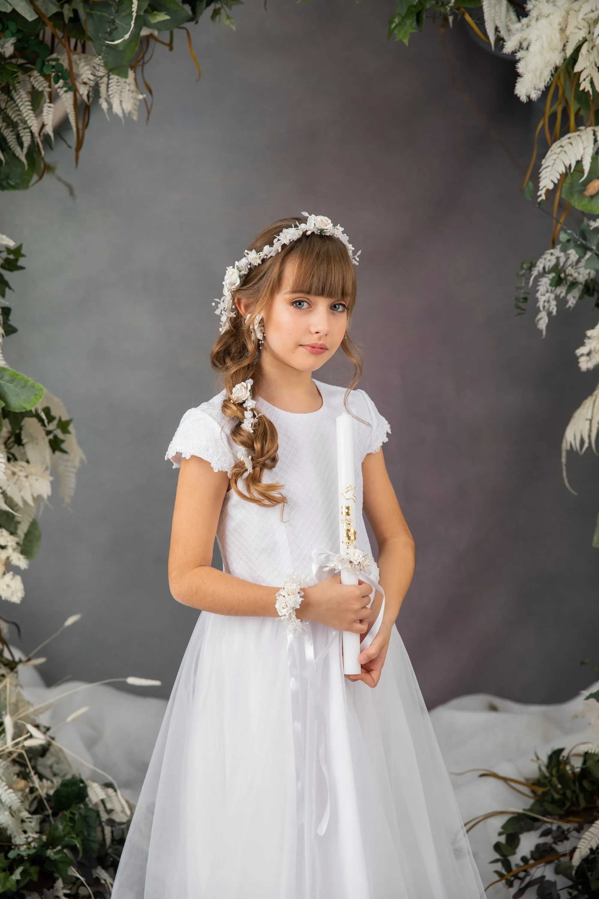 Communion Set - garland/earrings/bracelet/candle decor