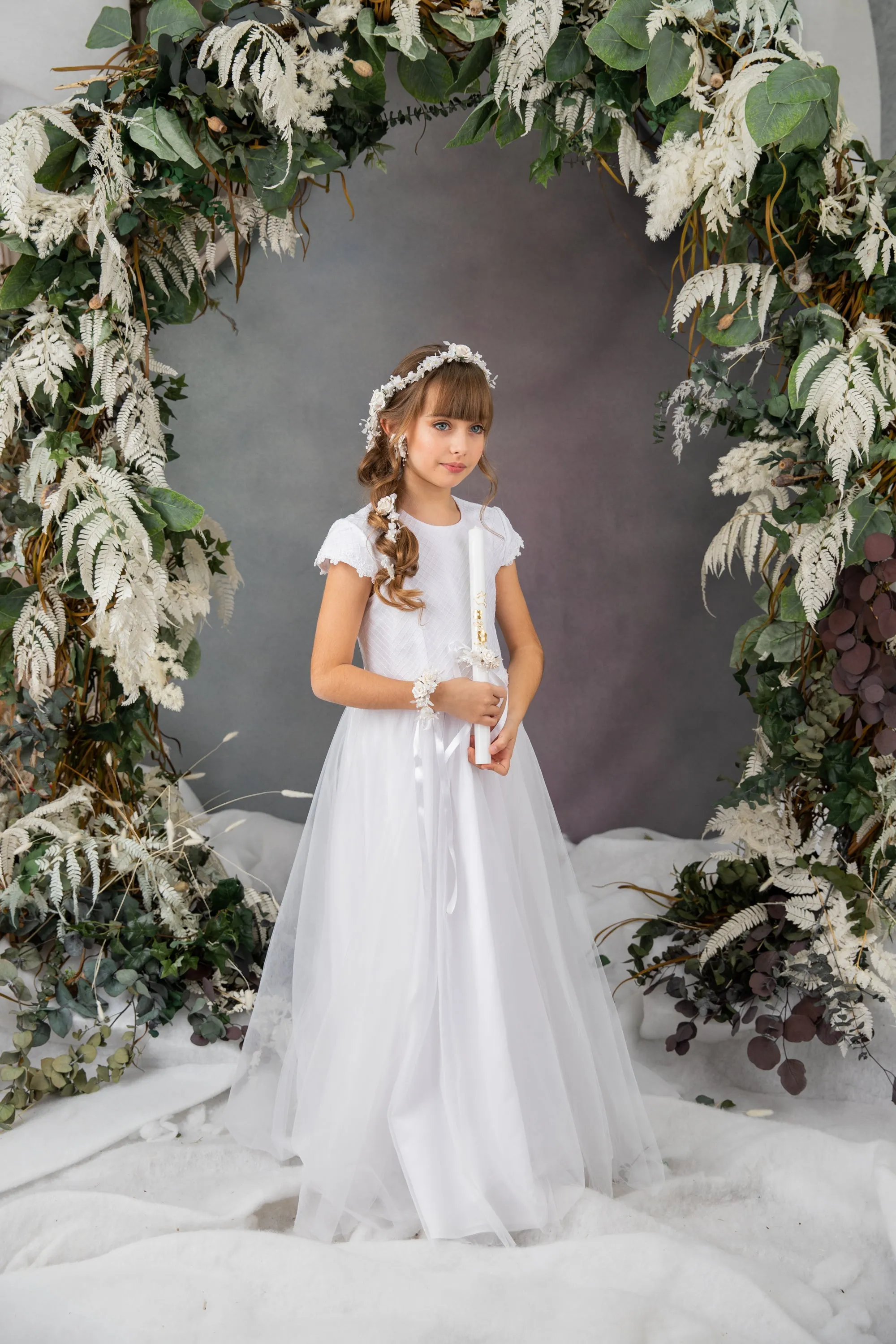 Communion Set - garland/earrings/bracelet/candle decor