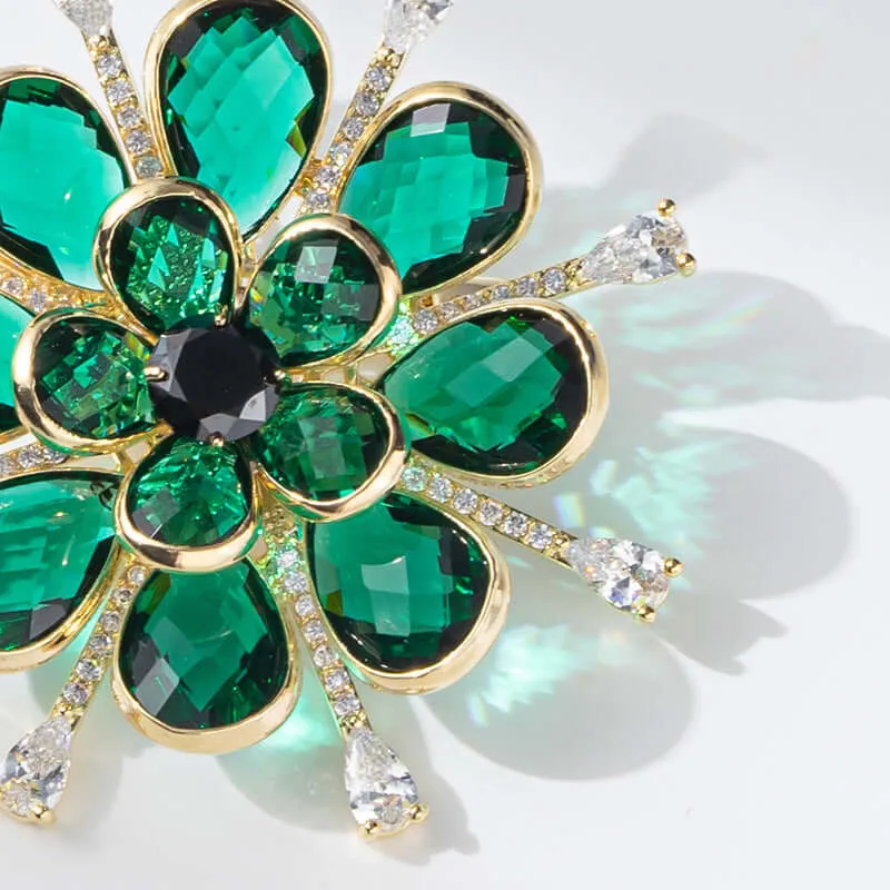 Copper Green Snowflake Brooch
