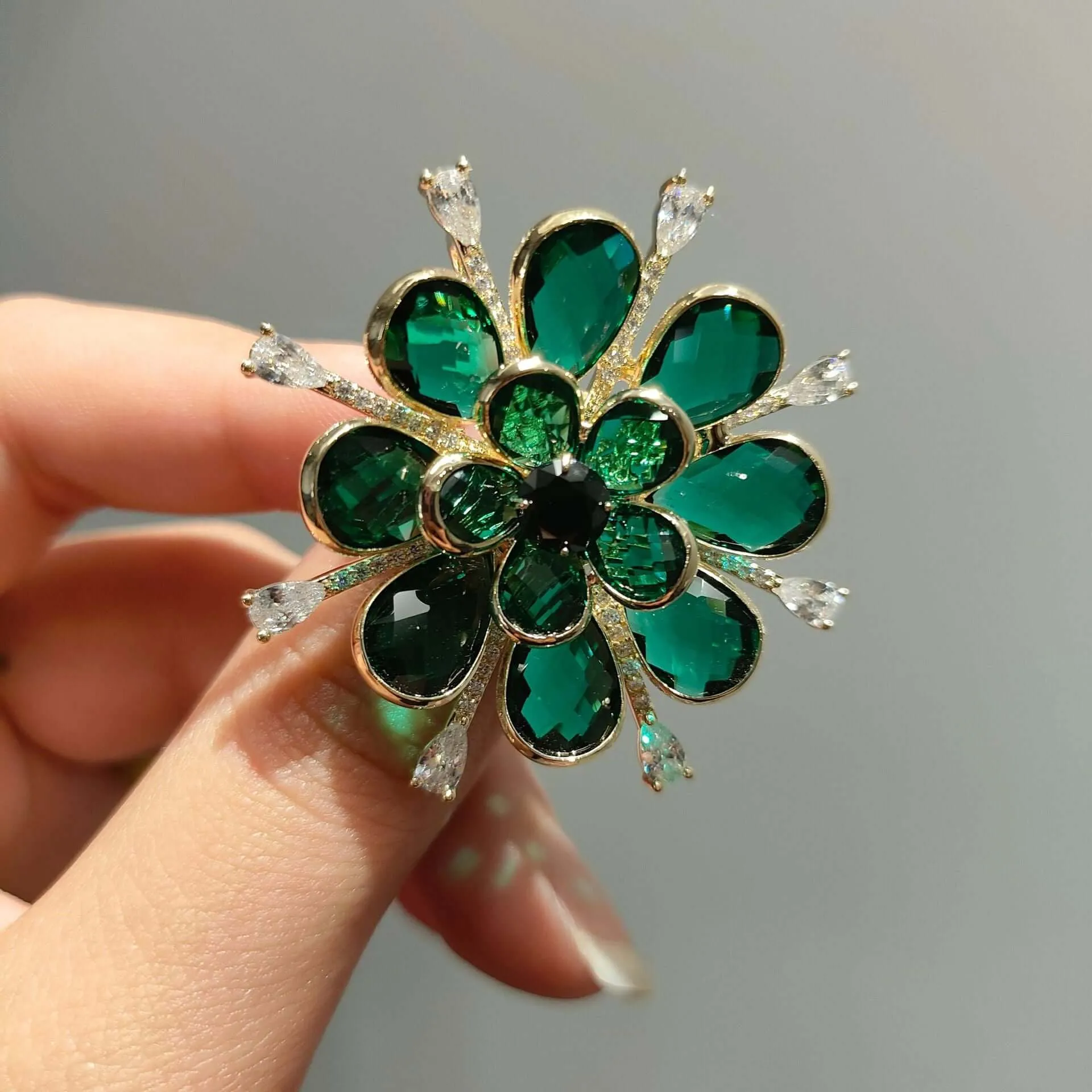 Copper Green Snowflake Brooch