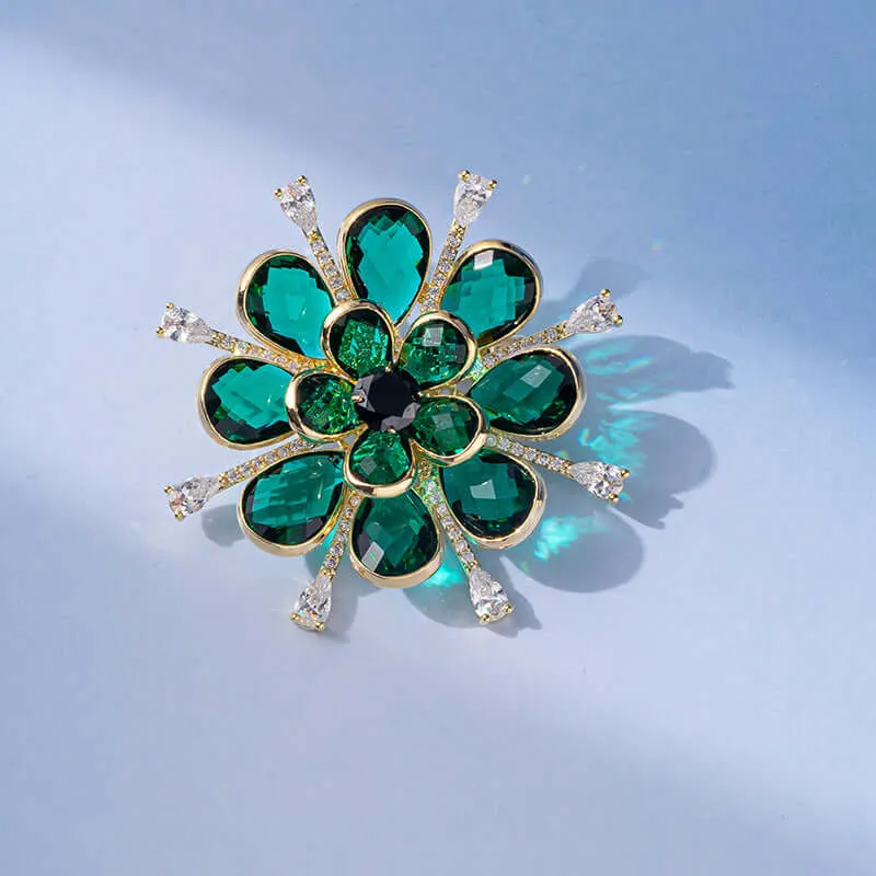 Copper Green Snowflake Brooch