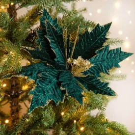 Dark Green Poinsettia Decoration - 33cm