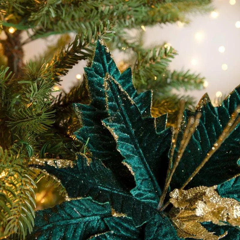 Dark Green Poinsettia Decoration - 33cm
