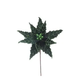 Dark Green With Glitter Poinsettia Stem 50cm