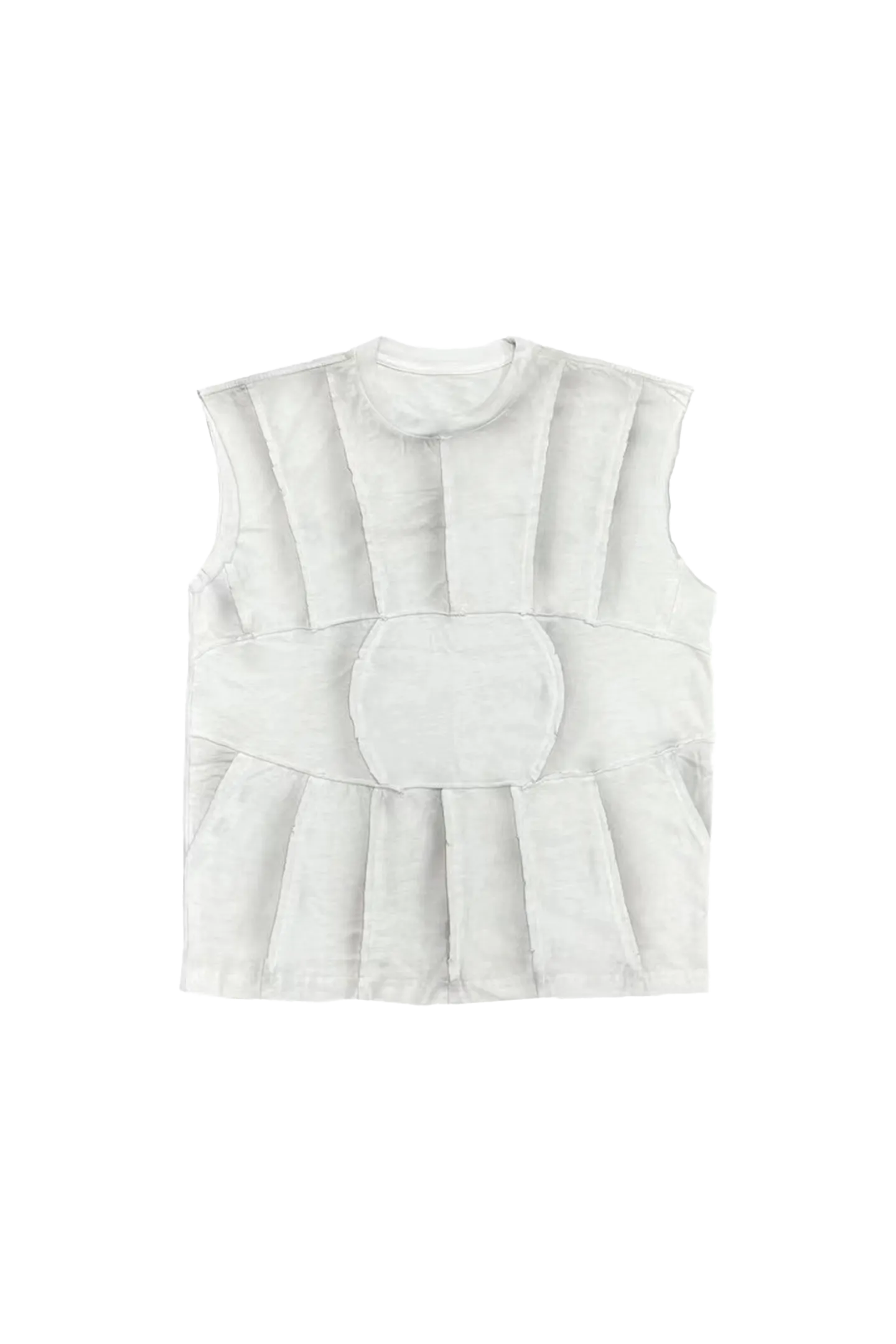 Destroyed Loose Printed Stitching Round Neck Vest