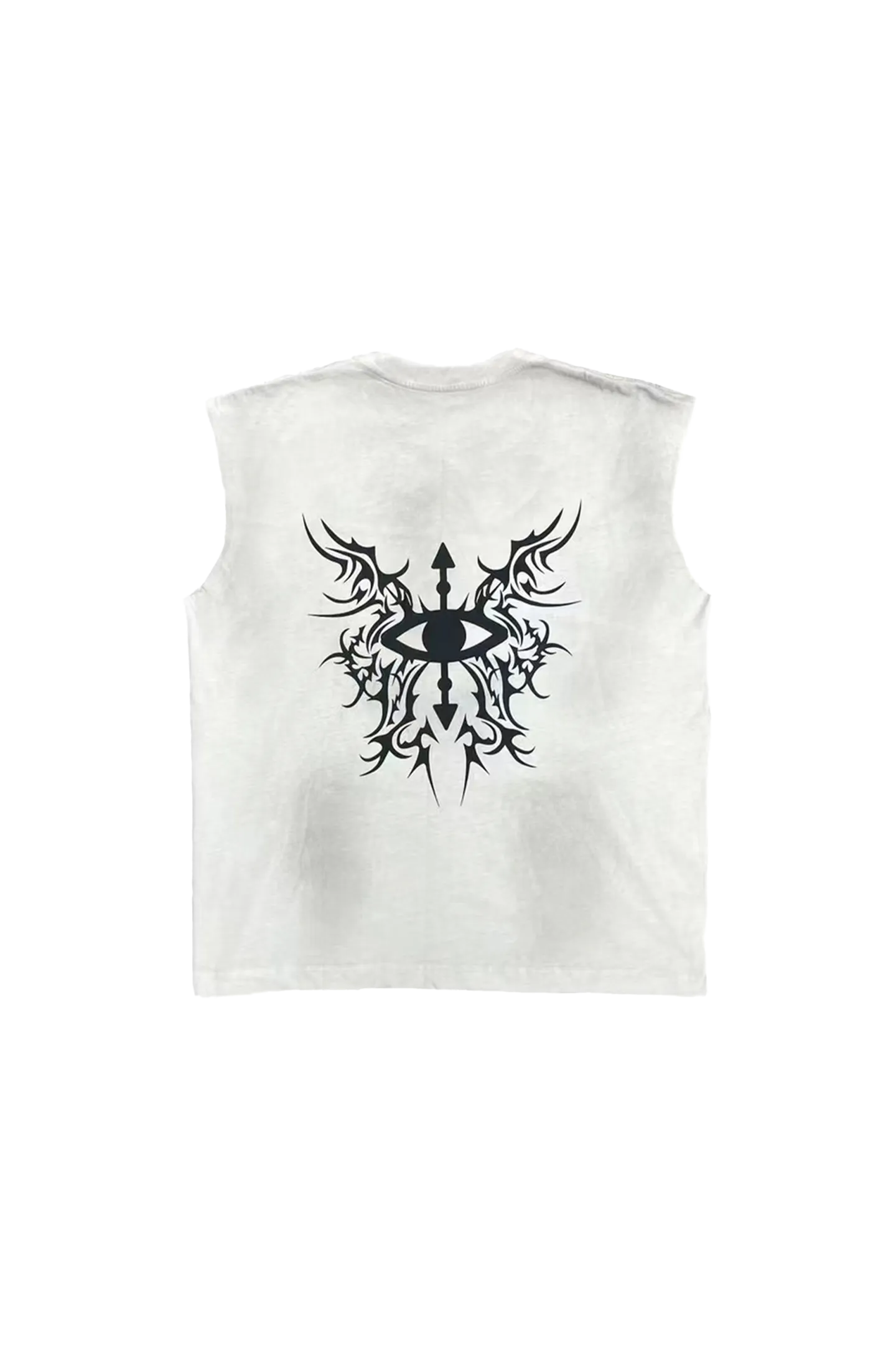 Destroyed Loose Printed Stitching Round Neck Vest