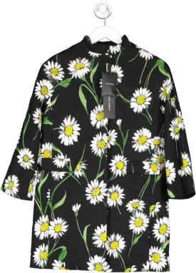 Dolce & Gabbana Black Daisy-print Topper Coat UK 10