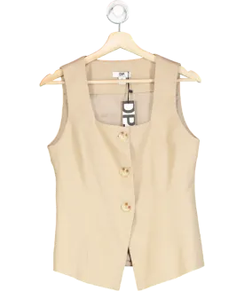 dorothy perkins Beige Petite Tailored Linen Waistcoat UK 8