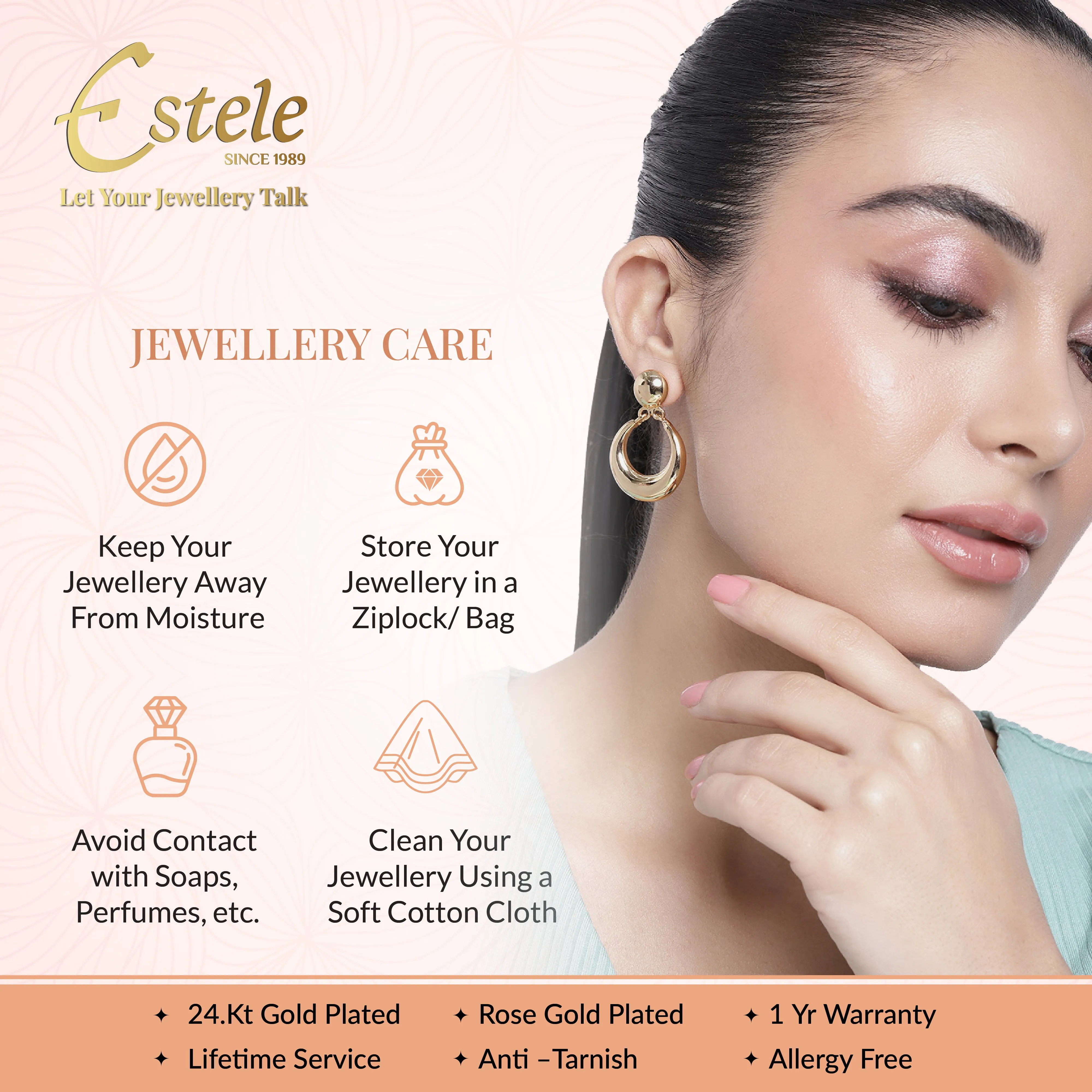 Estele Gold Plated Elegant Floral Leafy Textured Mangalsutra Necklace Set with Austrian Crystals for Women