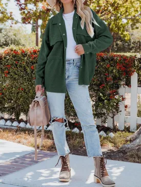 Fashion Long Sleeve Button Up Pockets Sweater