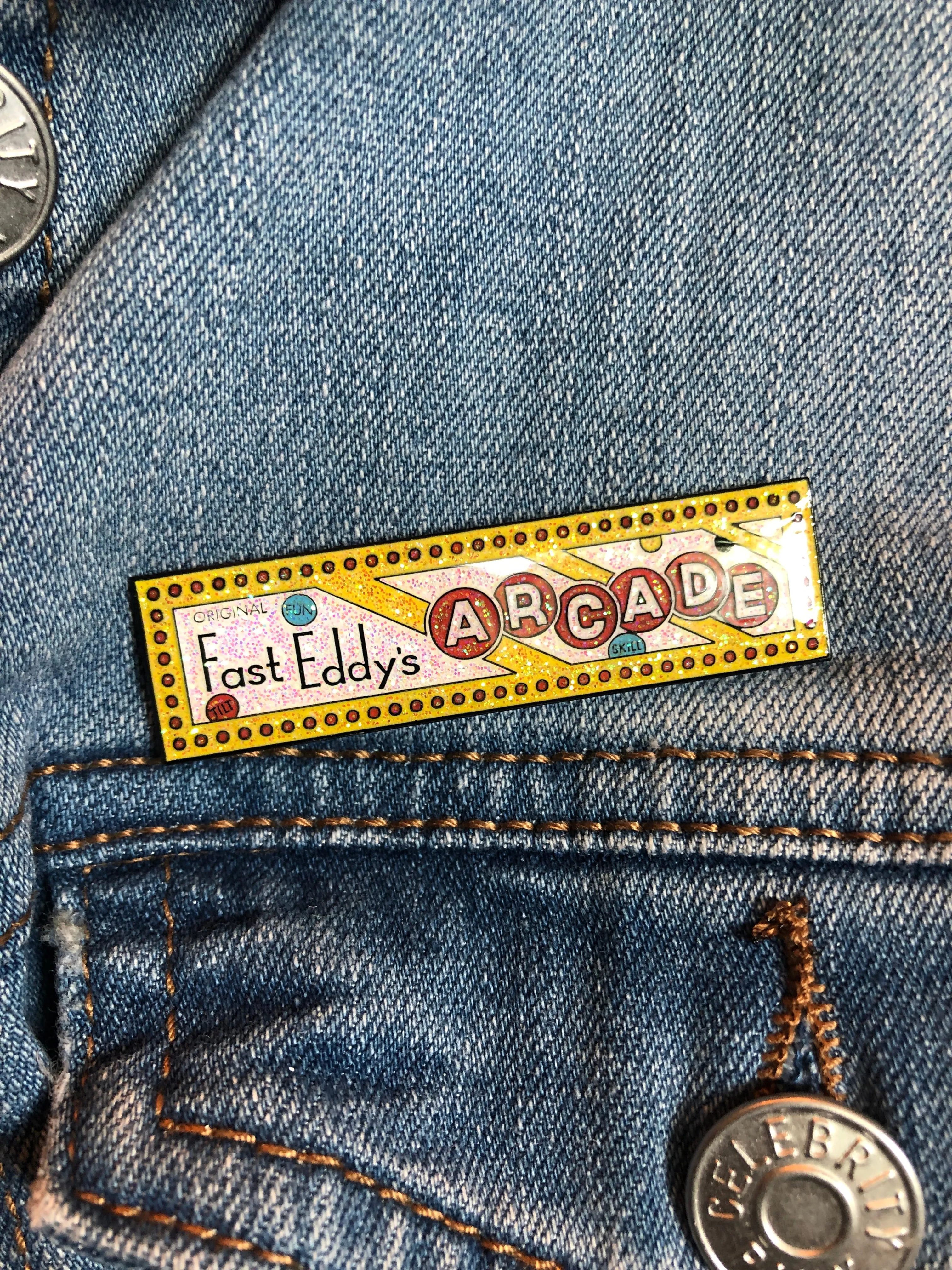 Fast Eddy's Sign Enamel Pin or Magnet