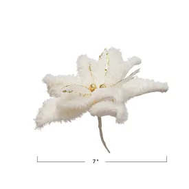 Faux Fur White & Gold Poinsettia