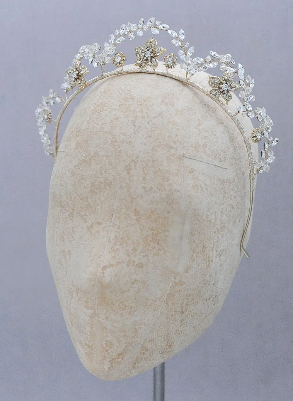 Floral tiara with navette crystal arches - Style #611