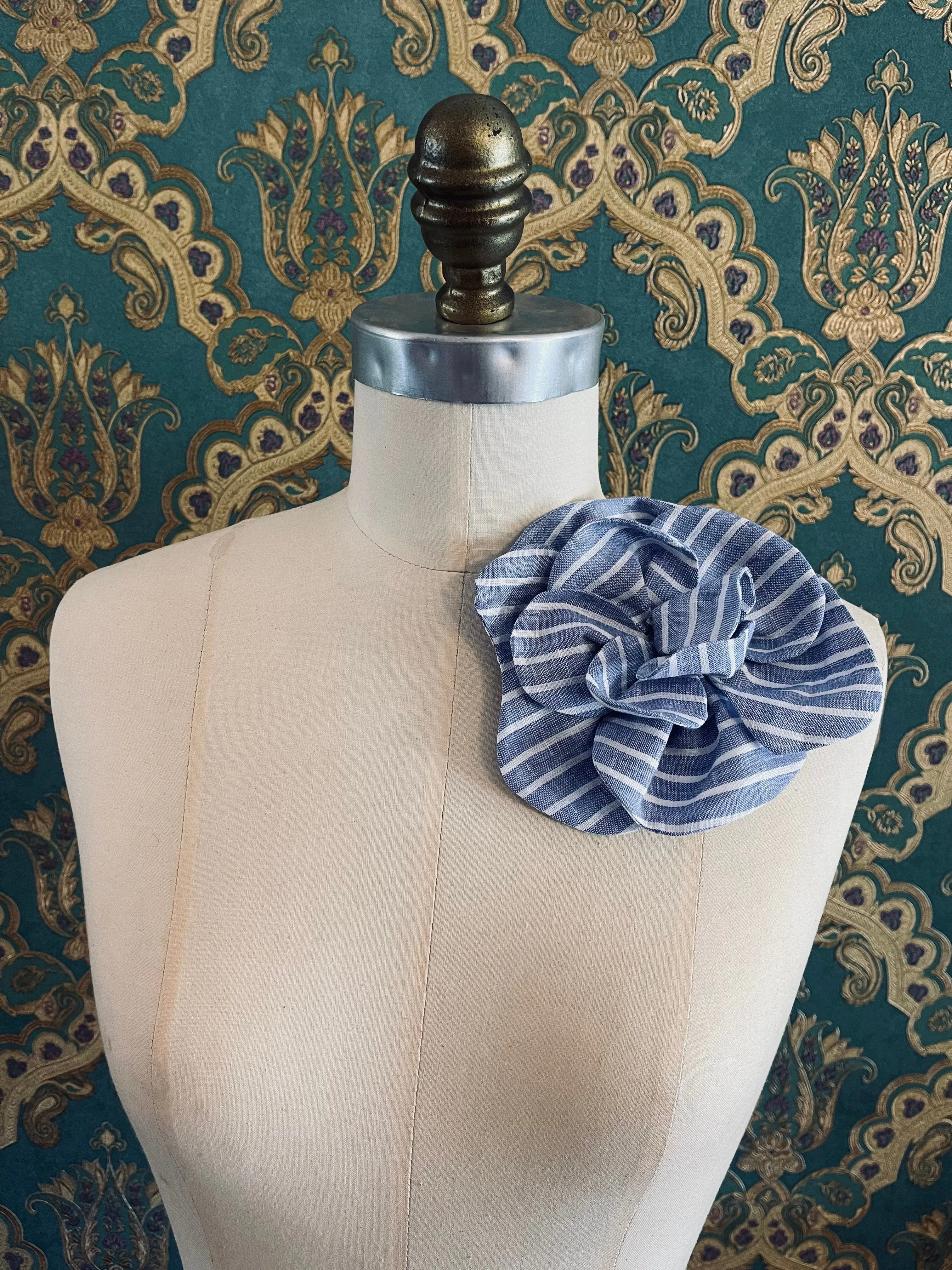 Florella Flower Brooch - Stripes & Checks