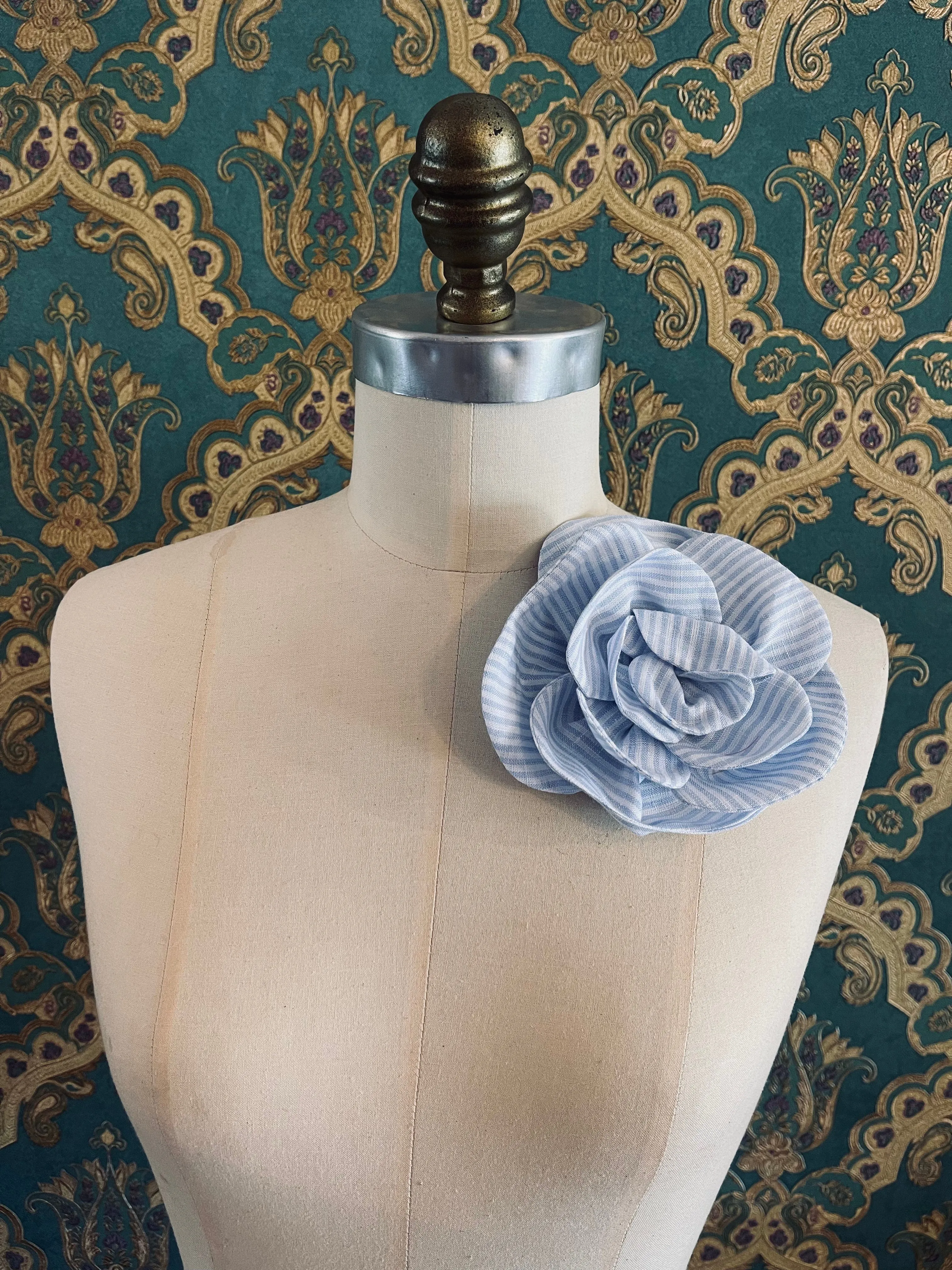 Florella Flower Brooch - Stripes & Checks