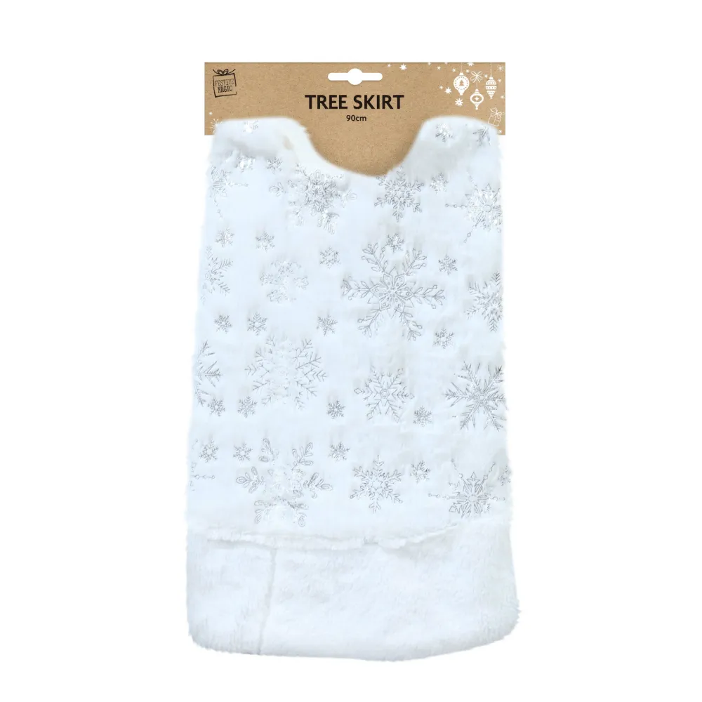 Foil Snowflakes Tree Skirt Asst (90cm)