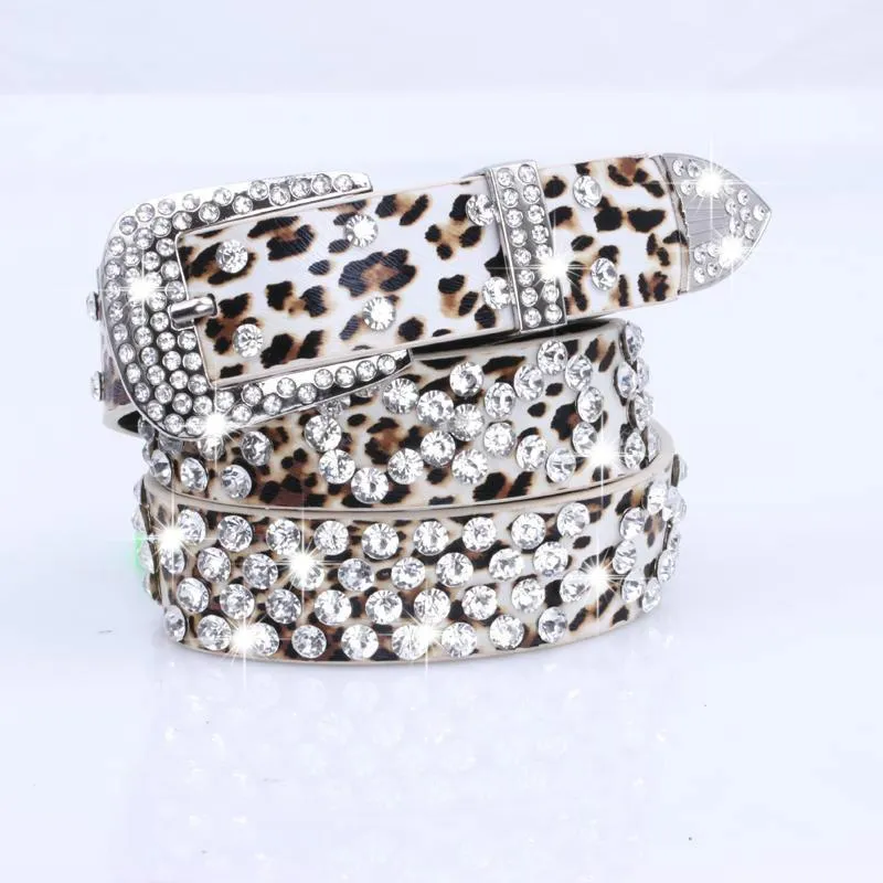 Glitter Belt Rhinestone Crystal Studded Waist Belts Women Western Shiny PU Leather Wide Waistband Strap
