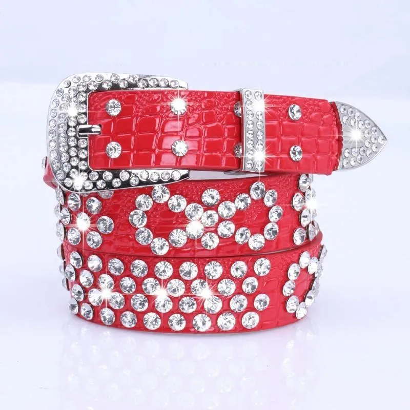 Glitter Belt Rhinestone Crystal Studded Waist Belts Women Western Shiny PU Leather Wide Waistband Strap