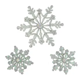 Glitter Snowflake Brooch and Earring Jewelry Gift Set - XP631BS