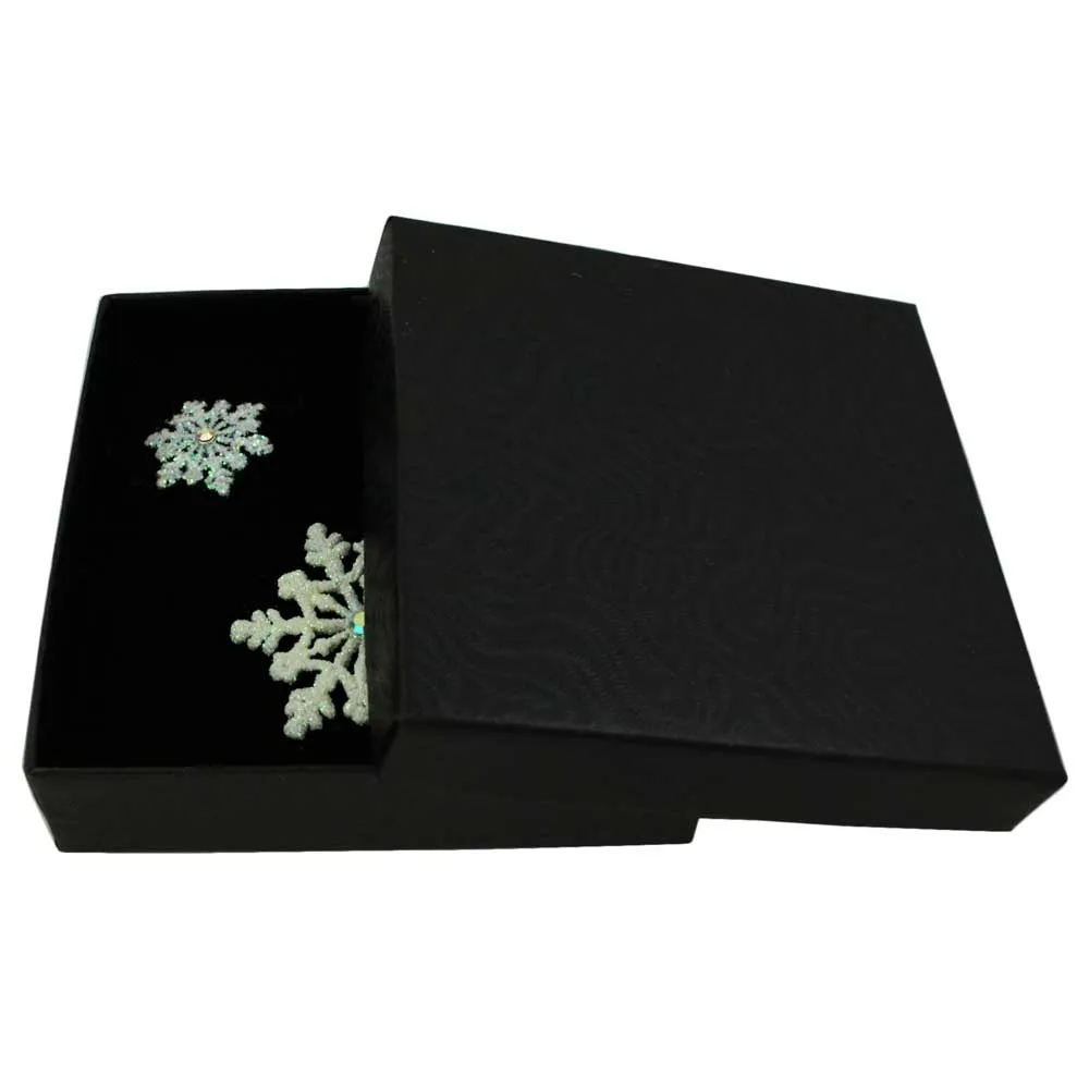 Glitter Snowflake Brooch and Earring Jewelry Gift Set - XP631BS