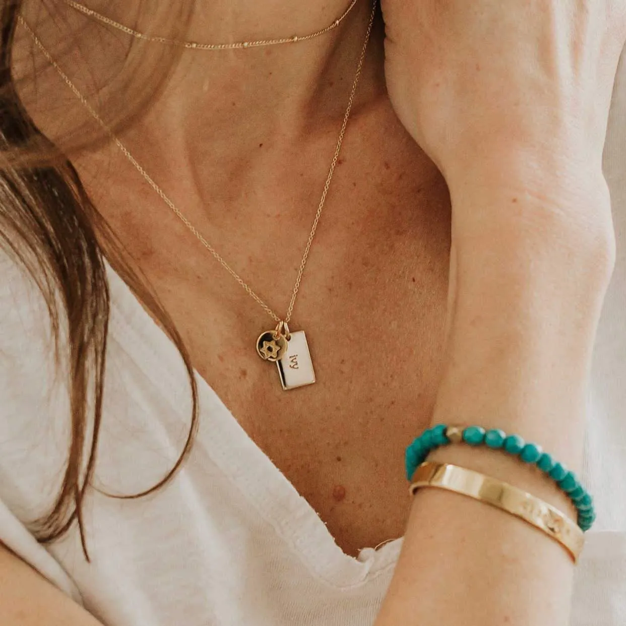 Gold Engravable Star of David Necklace