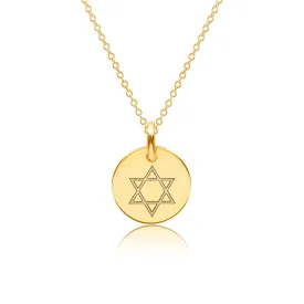 Gold Engravable Star of David Necklace
